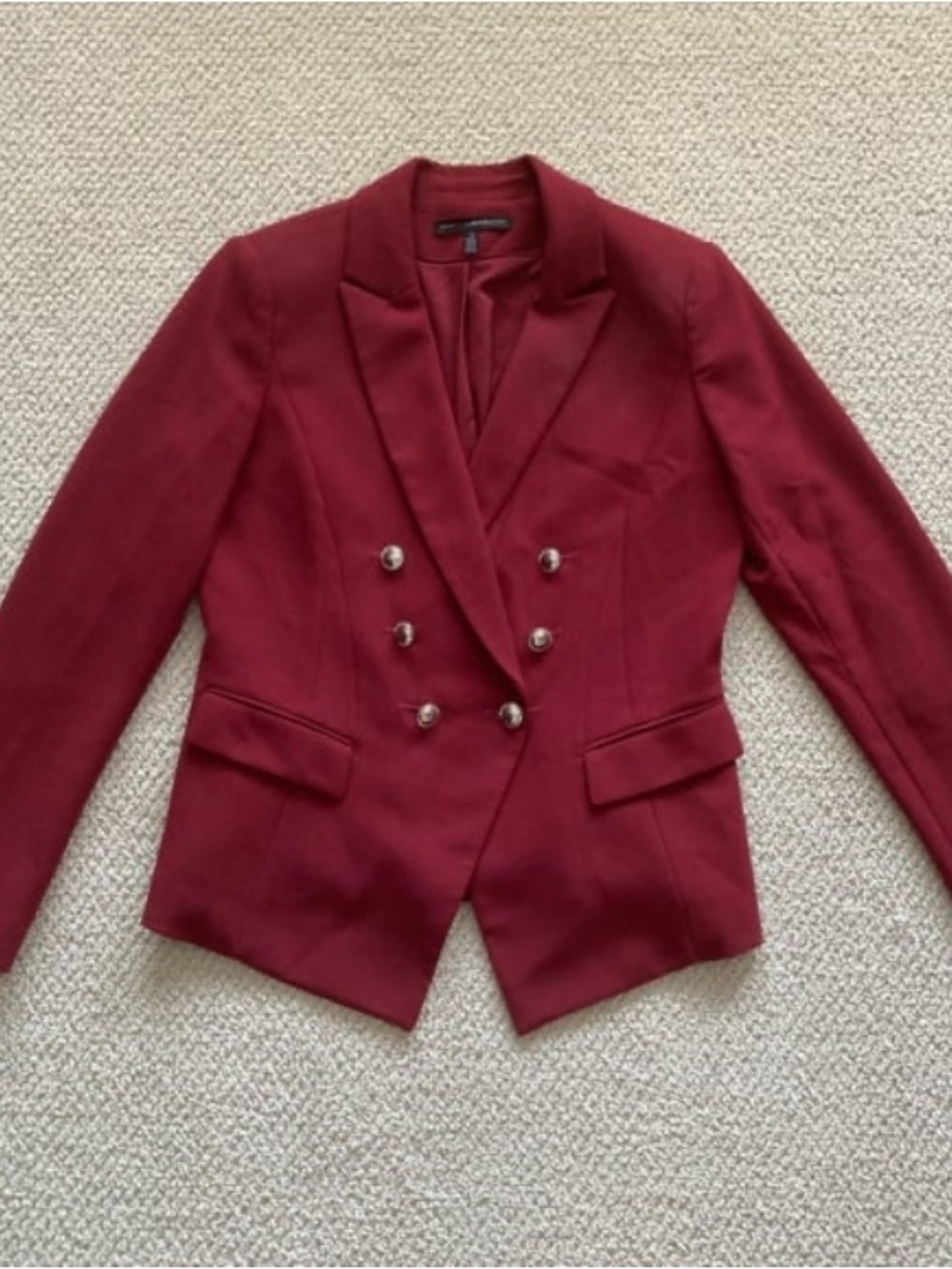 White House Black Market Dark Red Blazer Suit Jacket Double Breasted Size 8 EUC
